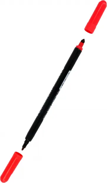 Маркер перманентный, двусторонний, красный обложка книги