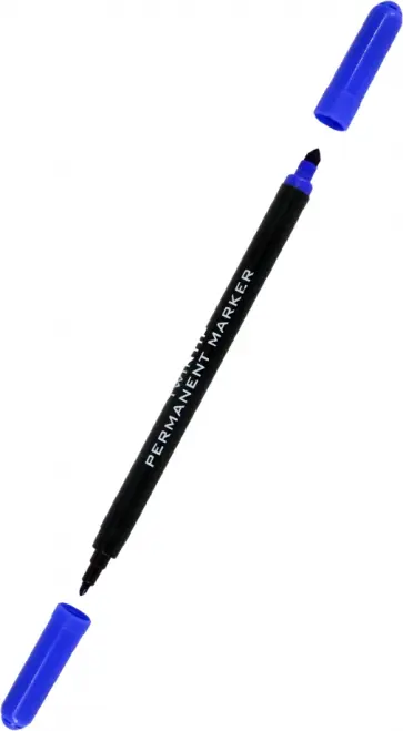 Маркер перманентный, двусторонний, синий Маркер перманентный, двусторонний, синий обложка книги