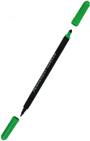 Маркер перманентный, двусторонний, зеленый обложка книги