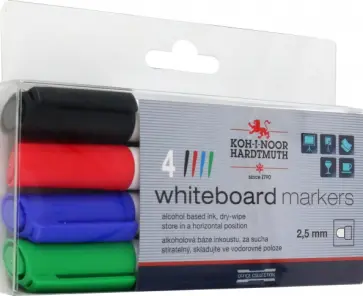 Набор маркеров для белой доски, 2,5 мм., 4 цвета обложка книги