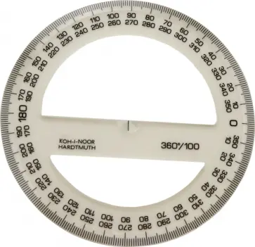 Транспортир 360/100, прозрачный пластиковый Транспортир 360/100, прозрачный пластиковый обложка книги