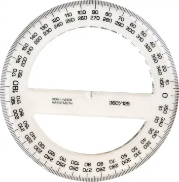 Транспортир 360/125, прозрачный пластик Транспортир 360/125, прозрачный пластик обложка книги