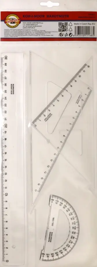 Набор геометрический средний, прозрачный пластик Набор геометрический средний, прозрачный пластик обложка книги