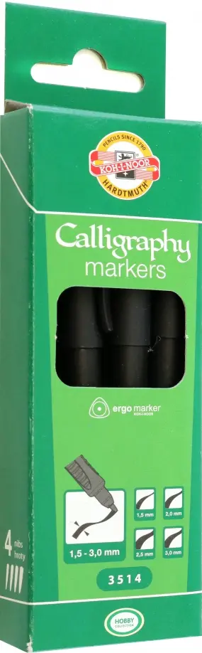 Маркеры для каллиграфии 3514, 4 штуки, скошенные 1-3 мм обложка книги