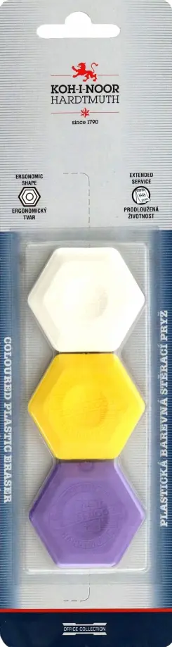 Ластик термопластичный шестигранный, 3 штуки, в ассортименте Ластик термопластичный шестигранный, 3 штуки, в ассортименте обложка книги