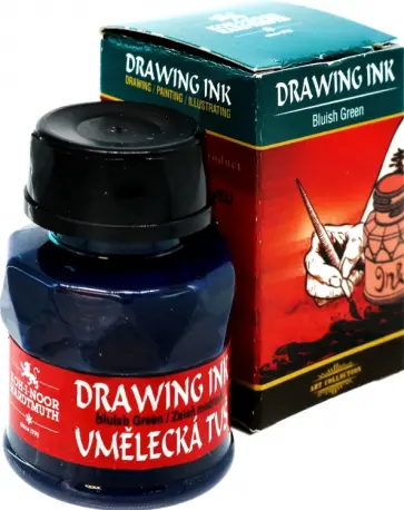 Тушь индийская, зеленовато-синий обложка книги