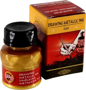 Тушь индийская, металлик золотой обложка книги