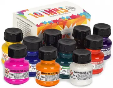 Тушь акриловая плакатная, 10 цветов обложка книги