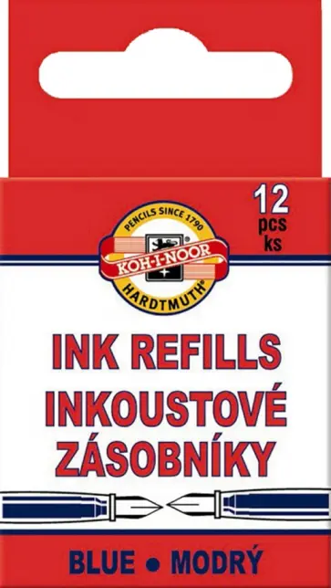 Картриджи для ручек 1012, 38 мм, 12 штук, синие обложка книги