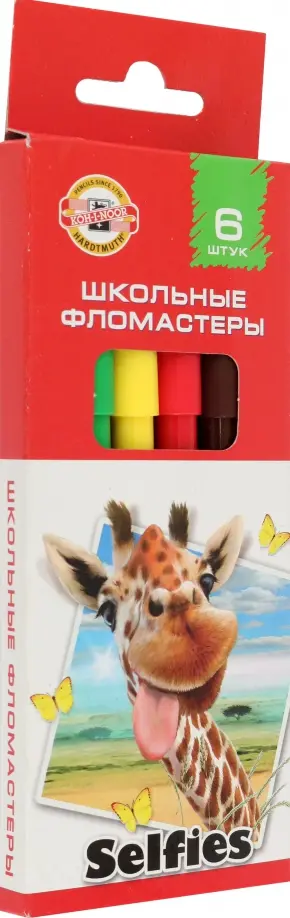 Фломастеры Selfies 1002, 6 цветов обложка книги