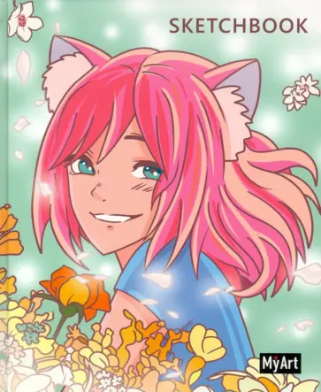 Аниме скетчбук. Девочка в цветах, 64 листа обложка книги