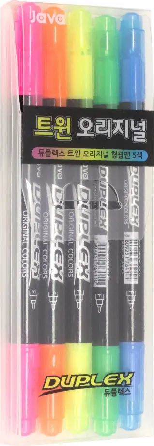 Набор текстовыделителей Duplex, двусторонние, 5 неоновых цветов обложка книги