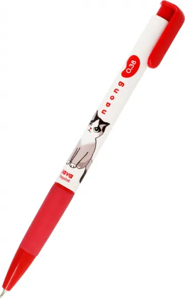 Ручка шариковая автоматическая Naong Ragdoll, 0,38 мм., красная обложка книги