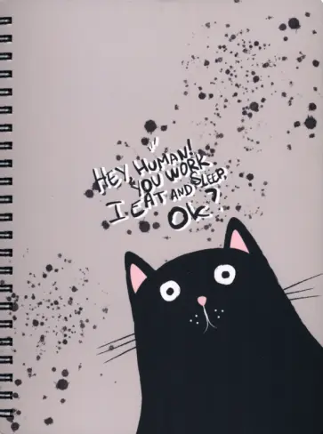 Тетрадь Hey human. Кот, 80 листов, клетка, А5 обложка книги