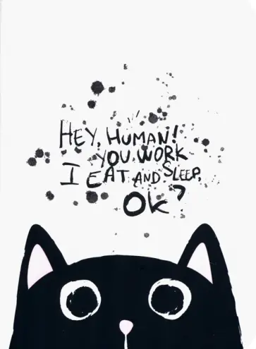 Блокнот Hey human. Кот, 32 листа, клетка обложка книги
