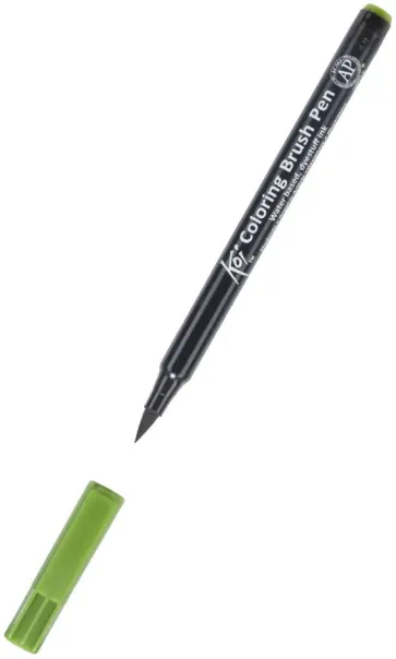 Маркер акварельный Koi кисточка, №130 Зеленый травяной обложка книги