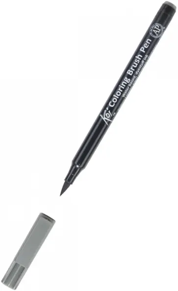 Маркер акварельный Koi кисточка, №144 Серый теплый темный обложка книги