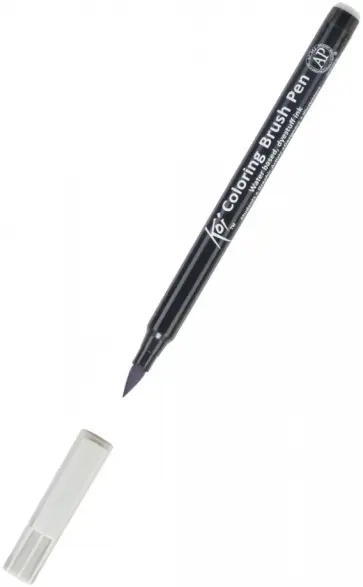 Маркер акварельный Koi кисточка, №145 Серый теплый светлый обложка книги