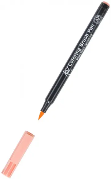 Маркер акварельный Koi кисточка, №205 Красный коралловый обложка книги