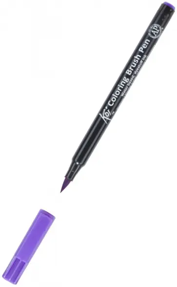 Маркер акварельный Koi кисточка, №224 Пурпурный светлый обложка книги