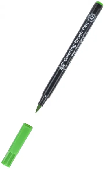 Маркер акварельный Koi кисточка, №226 Зеленый изумрудный обложка книги