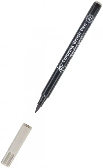 Маркер акварельный Koi кисточка, №45 Серый теплый обложка книги