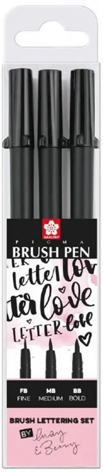 Набор капиллярных ручек Pigma Brush, 3 штуки, черный обложка книги