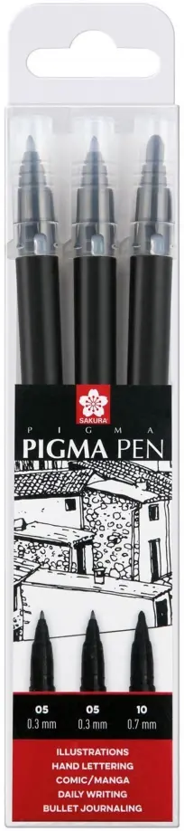 Набор капиллярных ручек Pigma Pen, 3 штуки, черный обложка книги