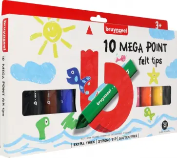 Набор фломастеров Megapoint, супер толстые, 10 цветов обложка книги