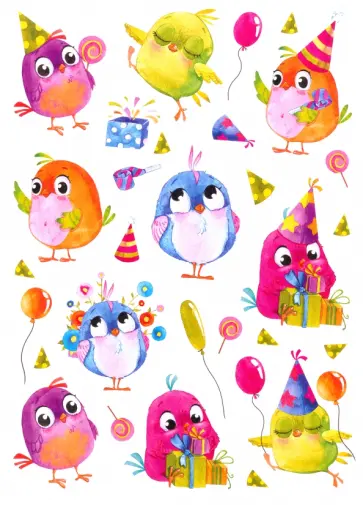 Декоративные наклейки. Весёлые птички Декоративные наклейки. Весёлые птички обложка книги