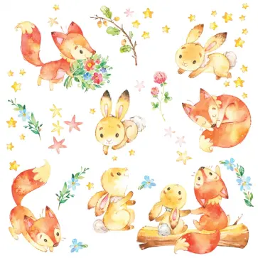 Декоративные наклейки Лисёнок и зайчонок Декоративные наклейки Лисёнок и зайчонок обложка книги