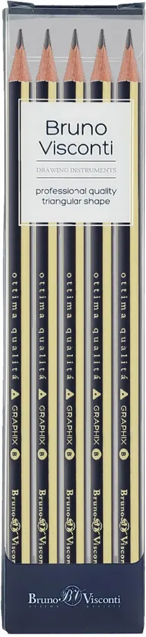 Набор карандашей чернографитовых Graphix, В, 5 штук обложка книги