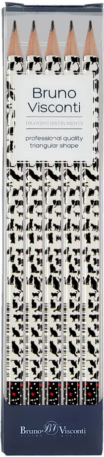 Набор карандашей чернографитовых HappyGraphix. Кошки-сердечки, НВ, 5 штук обложка книги