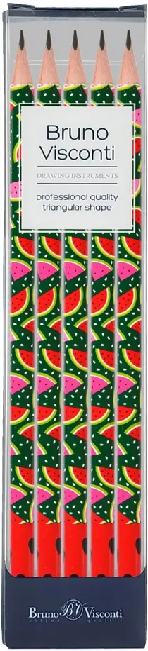 Набор карандашей чернографитовых HappyGraphix. Арбузы, НВ, 5 штук обложка книги