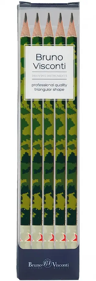 Набор карандашей чернографитовых HappyGraphix. Милитари, НВ, 5 штук обложка книги