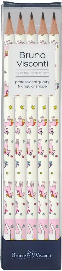 Набор карандашей чернографитовых HappyGraphix. Единорог, НВ, 5 штук обложка книги