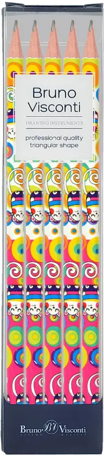 Набор карандашей чернографитовых HappyGraphix. Мультики. Кот, НВ, 5 штук обложка книги