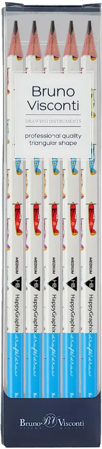 Набор карандашей чернографитовых HappyGraphix. Самолеты, НВ, 5 штук обложка книги