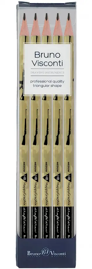 Набор карандашей чернографитовых HappyGraphix. Милитари. Оружие, НВ, 5 штук обложка книги