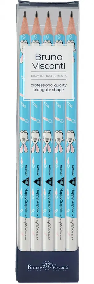 Набор карандашей чернографитовых HappyGraphix. Зайки с морковкой, НВ, 5 штук обложка книги