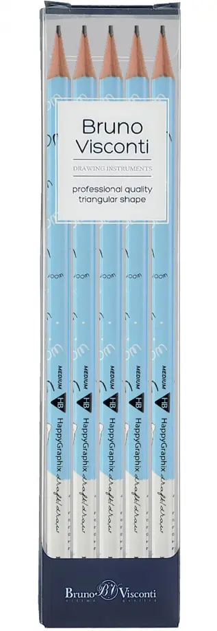 Набор карандашей чернографитовых HappyGraphix. Веселая собачка, НВ, 5 штук обложка книги