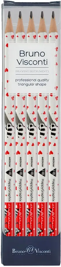 Набор карандашей чернографитовых HappyGraphix. Енот на качелях, НВ, 5 штук обложка книги