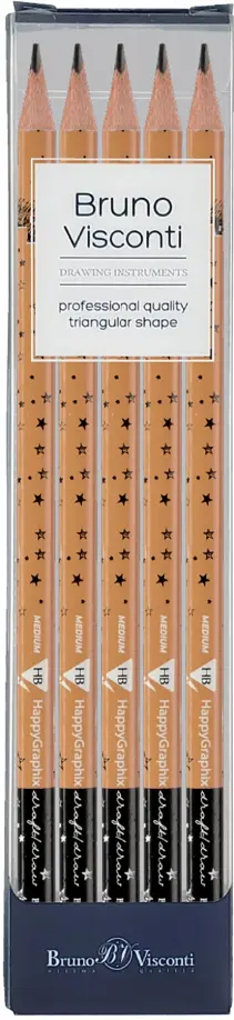 Набор карандашей чернографитовых HappyGraphix. Романтика. Крафт, НВ, 5 штук обложка книги