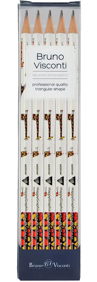 Набор карандашей чернографитовых HappyGraphix. Жирафы, НВ, 5 штук обложка книги