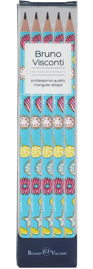 Набор карандашей чернографитовых HappyGraphix. Пончики, НВ, 5 штук обложка книги