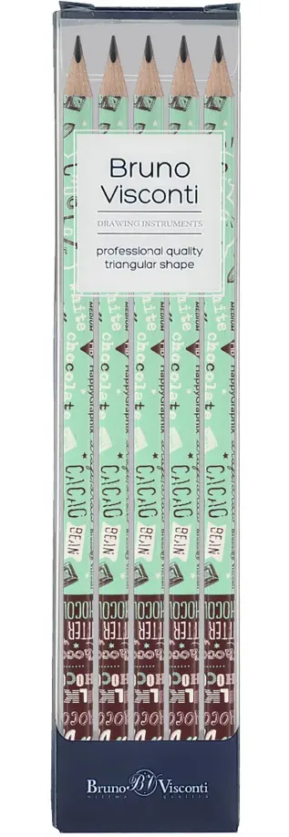 Набор карандашей чернографитовых HappyGraphix. Кофемания. Мятный капучино, НВ, 5 штук обложка книги