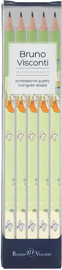 Набор карандашей чернографитовых HappyGraphix. Девочка и кролики, НВ, 5 штук обложка книги