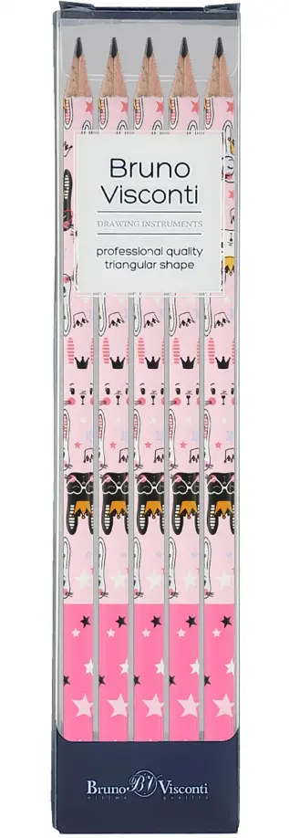 Набор карандашей чернографитовых HappyGraphix. Цирк. Зайка, НВ, 5 штук обложка книги