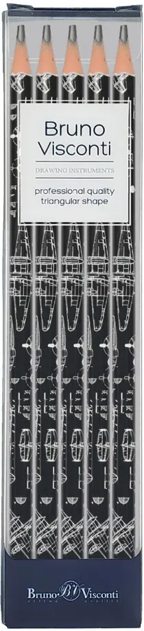 Набор карандашей чернографитовых ArtGraphix. Чертежи. Самолет, НВ, 5 штук обложка книги