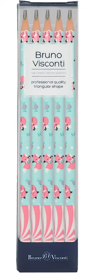 Набор карандашей чернографитовых ArtGraphix. Zefir. Lollipop. Лисички, НВ, 5 штук обложка книги